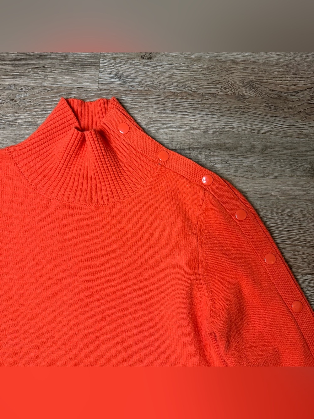 Moth Orange Mock Neck Button-Shoulder Sweater
